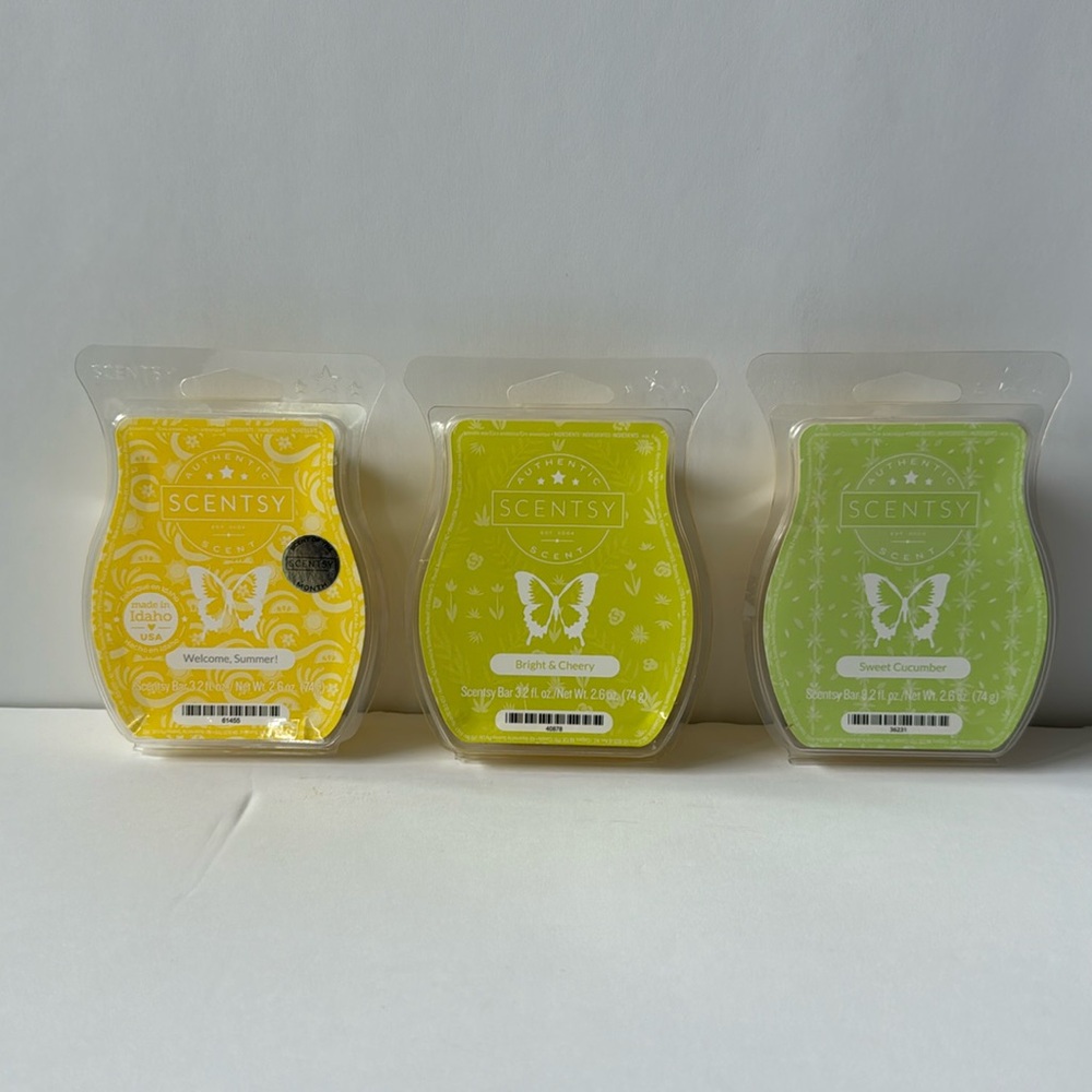 3 Scentsy Bars - sweet cucumber, bright and cherry, welcome, summer! NEW